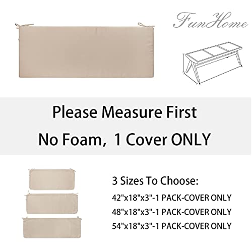 FUNHOME Outdoor Bench Cushion Cover 42 x18 x 3 inch,Water Resistant Cover with Zipper&Ties,Fade-Resistant Slipcover,Patio Porch Swing Cushion Cover Replacement Only,No Insert(Antique Beige) - Image 5