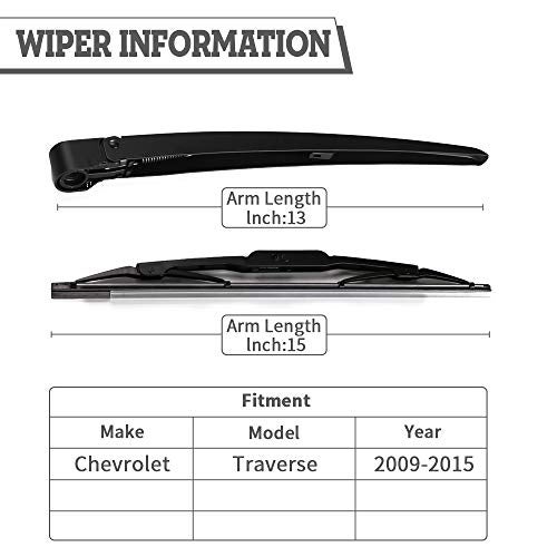 HODEE Rear Wiper Arm Blade Nut Set-Replacement for Chevrolet Chevy Traverse 2009-2016,Back Windshield Wiper Assembly with Window Wiper Cap Cover Accessories,OE:20935081 - Image 2