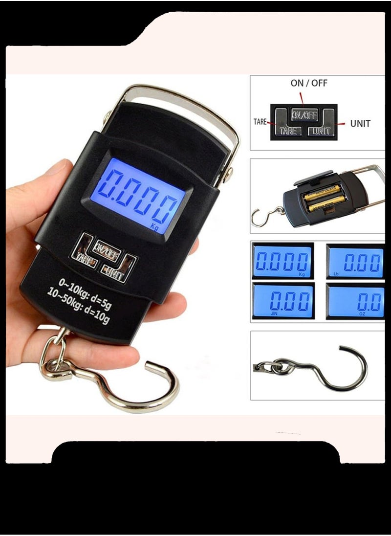 Generic - Portable Digital 50 Kg Weighing Hanging Scale with Big Hook (Black) 50 kg - Image 1