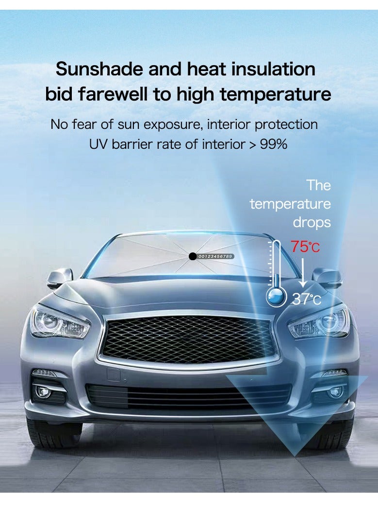 إيفرين مظلة شمسية للزجاج الأمامي للسيارة، مظلة للزجاج الأمامي للسيارة بحجم نانو، غطاء قابل للطي عاكس للأشعة فوق البنفسجية، زجاج أمامي للسيارة سيدان بارد - Image 3