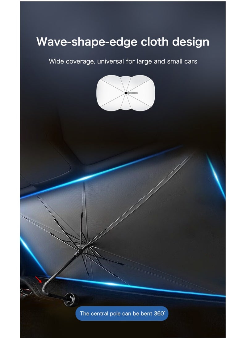 إيفرين مظلة شمسية للزجاج الأمامي للسيارة، مظلة للزجاج الأمامي للسيارة بحجم نانو، غطاء قابل للطي عاكس للأشعة فوق البنفسجية، زجاج أمامي للسيارة سيدان بارد - Image 5