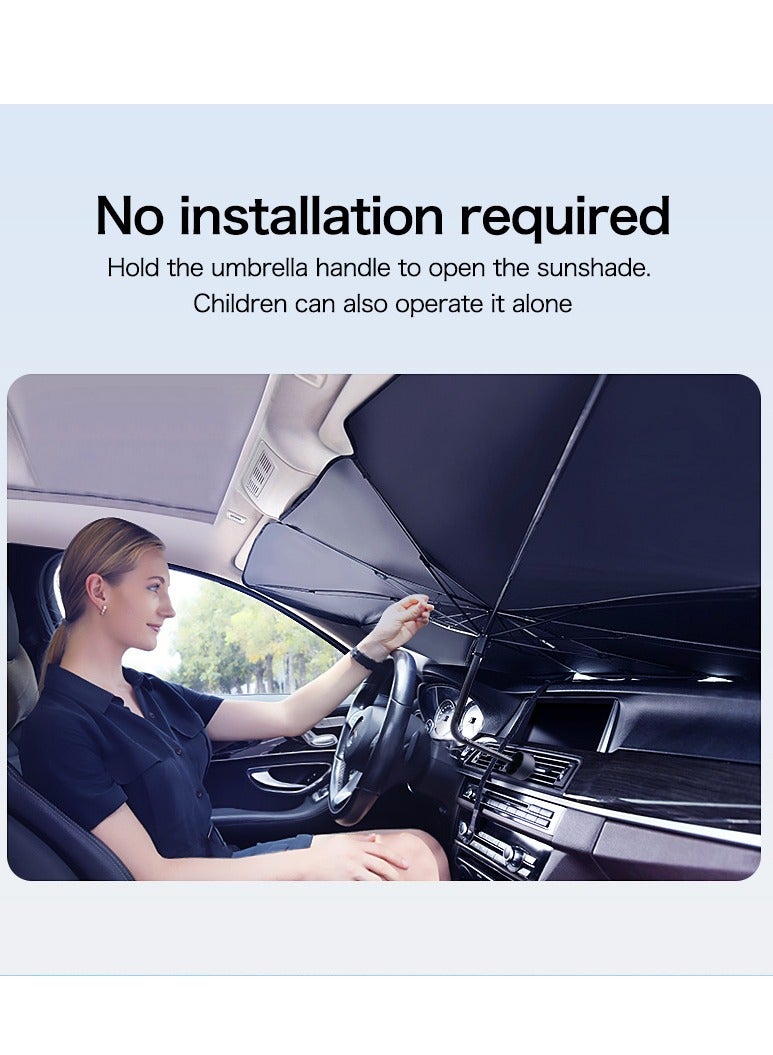إيفرين مظلة شمسية للزجاج الأمامي للسيارة، مظلة للزجاج الأمامي للسيارة بحجم نانو، غطاء قابل للطي عاكس للأشعة فوق البنفسجية، زجاج أمامي للسيارة سيدان بارد - Image 2