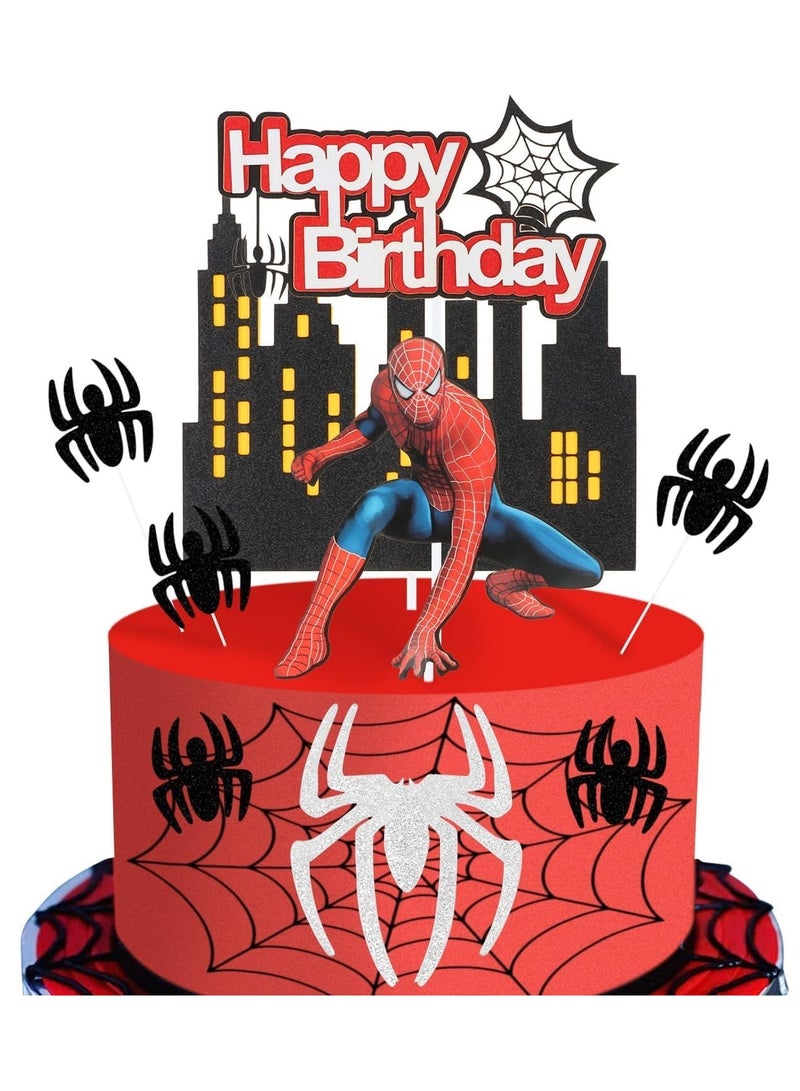 KASTWAVE MAKINGTEC Spider Cake Topper Set - Hero Themed Cake Decorations for Man Theme Birthday, Party Supplies for Parallel Universe Theme - Image 1
