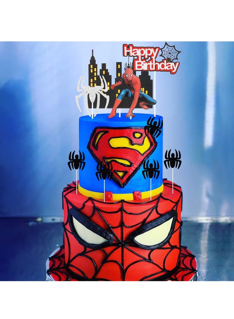 KASTWAVE MAKINGTEC Spider Cake Topper Set - Hero Themed Cake Decorations for Man Theme Birthday, Party Supplies for Parallel Universe Theme - Image 4