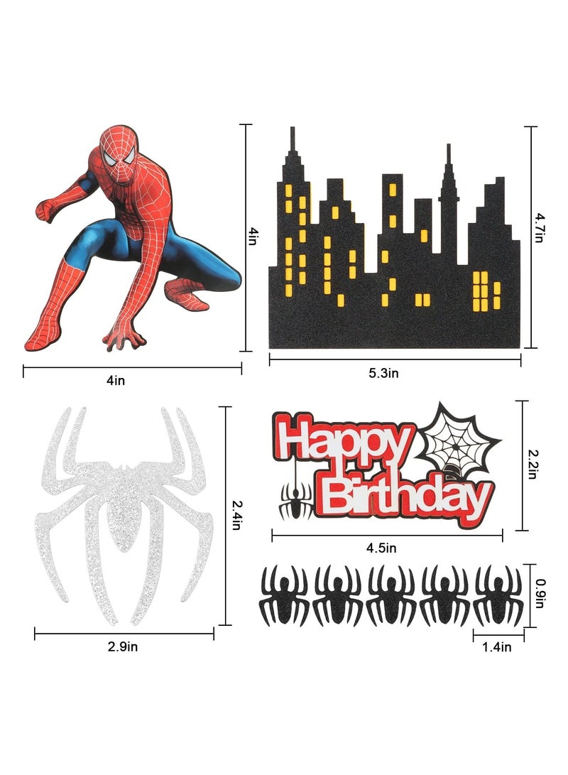 KASTWAVE MAKINGTEC Spider Cake Topper Set - Hero Themed Cake Decorations for Man Theme Birthday, Party Supplies for Parallel Universe Theme - Image 2