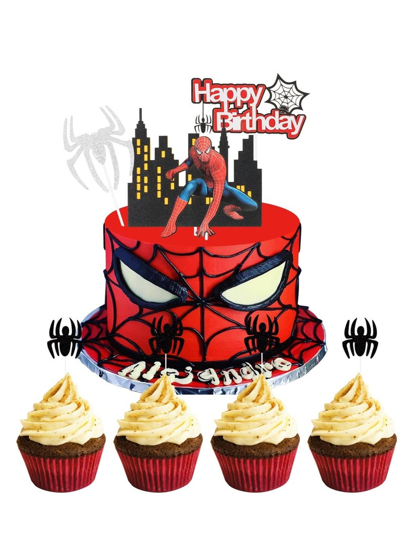 KASTWAVE MAKINGTEC Spider Cake Topper Set - Hero Themed Cake Decorations for Man Theme Birthday, Party Supplies for Parallel Universe Theme - Image 3