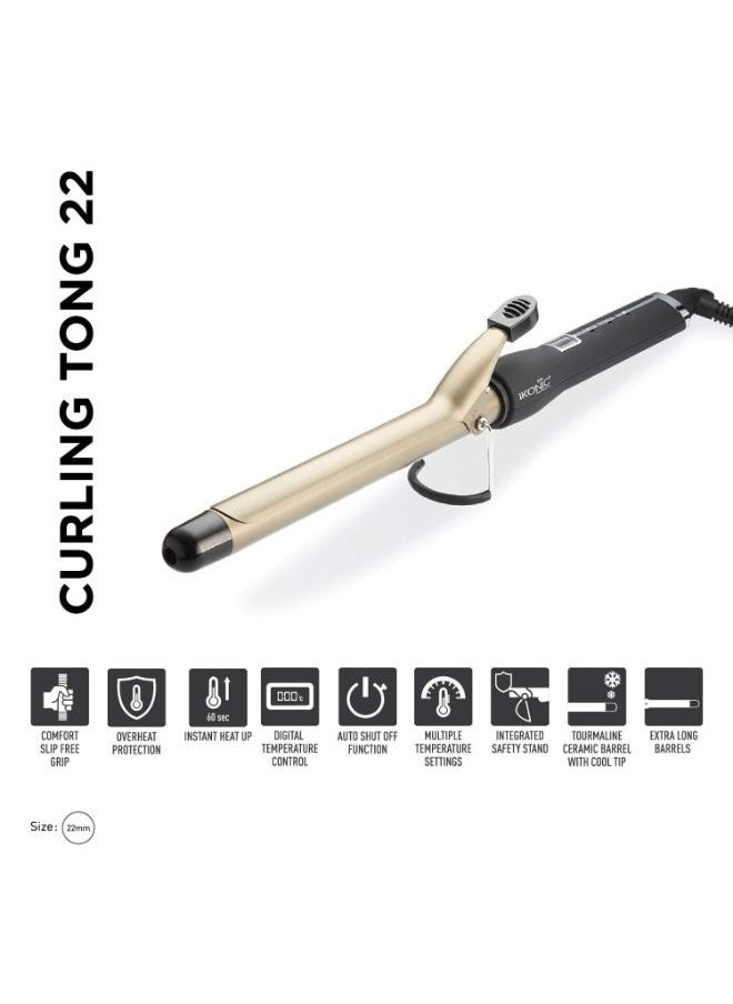 IKONIC - Curling Tong- 22Mm ( Black & Golden ) - Image 1