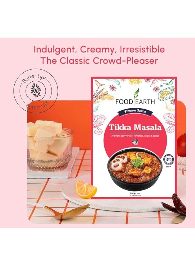 Food Earth Tikka Masala Simmer Sauce – Authentic Indian Curry Base with Creamy Tomato & Spices – No Added Preservatives – 300g (Serves 2-3) - Image 3
