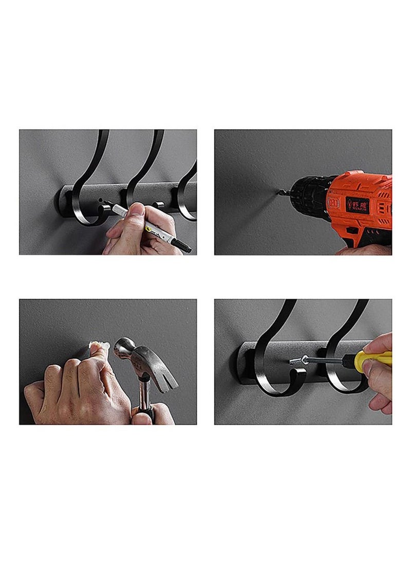 East Lady Coat Hanger Clothes Rack 5 Hooks Heavy Duty Clothes Hat Holder Aluminum Allon Black Color Wall Hanger Kitchen Bathroom Shower Home Door Closet Cabinet Entry  - Image 3
