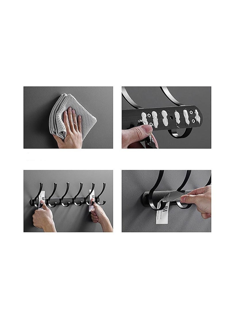 East Lady Coat Hanger Clothes Rack 5 Hooks Heavy Duty Clothes Hat Holder Aluminum Allon Black Color Wall Hanger Kitchen Bathroom Shower Home Door Closet Cabinet Entry  - Image 4