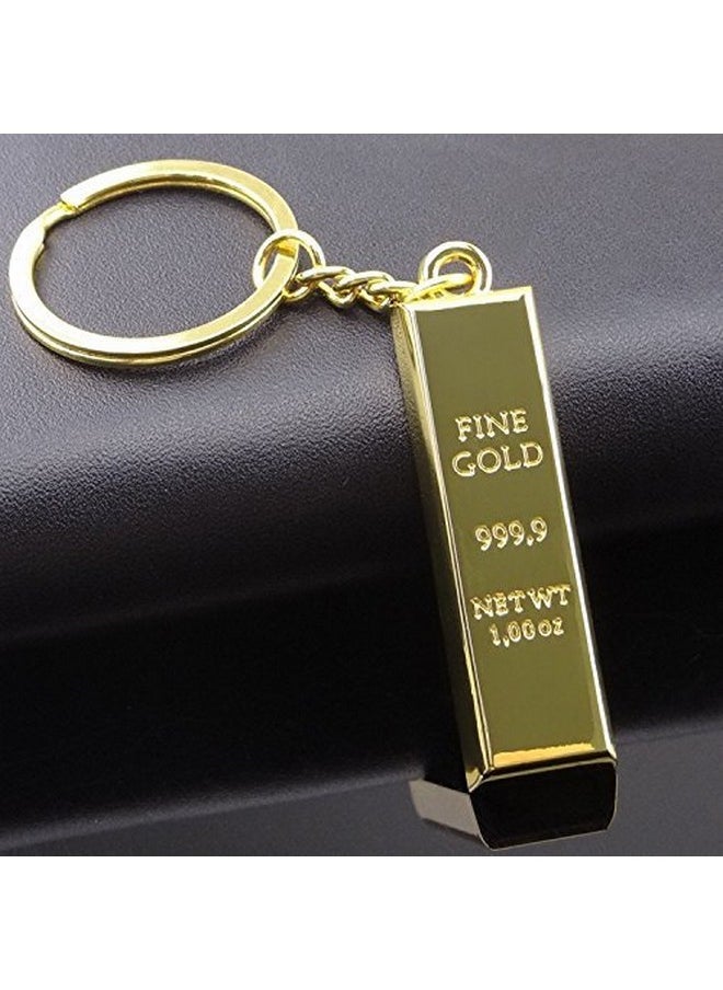 PMW pmw - Bullion Gold Bar Design Metal Key Chain & Key Ring - Pack Of 2 - Gold Bar Key Chain - Great Gifting Item  - Image 3