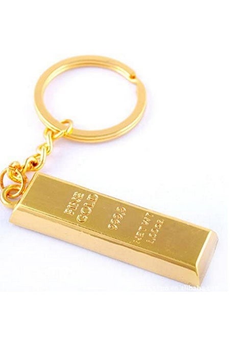 pmw - Bullion Gold Bar Design Metal Key Chain & Key Ring - Pack Of 2 - Gold Bar Key Chain - Great Gifting Item