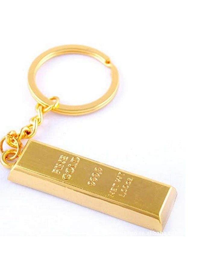 PMW pmw - Bullion Gold Bar Design Metal Key Chain & Key Ring - Pack Of 2 - Gold Bar Key Chain - Great Gifting Item  - Image 1