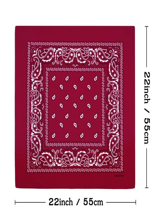 Bycc Bynn unisex 3 Pack 100% Cotton Paisley Pattern Bandanas Square Scarf Headwear (Black + Burgundy + White)