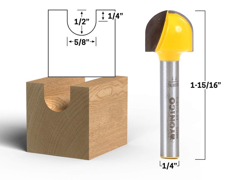Yonico 14957q 5/8-Inch Diameter Core Box Router Bit 1/4-Inch Shank - Image 2