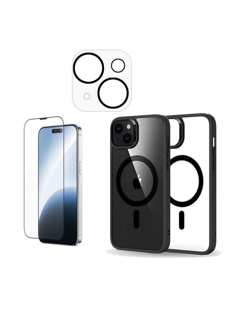 DUSALA 3 Pack Full Coverage iPhone 15 Plus Magsafe Case With Camera Lens For iPhone 15 Plus Screen Protector 6.7 Inch Easy Installation Kit Auto Alignment 9H Hard 99.99% HD Clear Bubble Free - Image 2