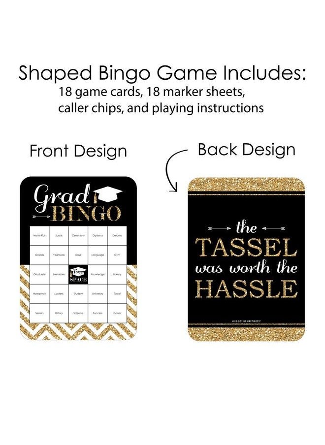 Big Dot of Happiness Tassel Worth The Hassle Gold Bingo Cards And Markers Graduation Party Shaped Bingo Game Set Of 18  - Image 4