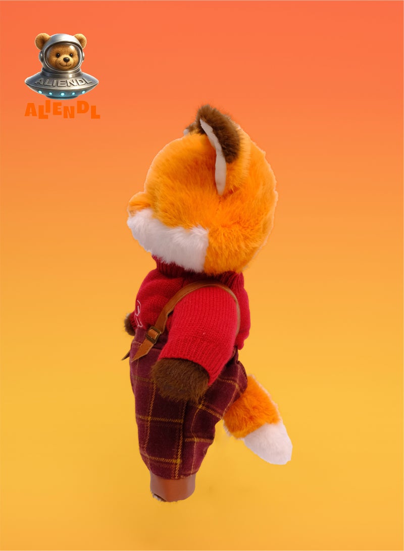 ALIENDL Witty Fox – Plush Fox Stuffed Animal Toy for Baby Kids, Soft Cute Fox Outfit Doll Gift Set with Removable Clothes & Pouch, Stylish Gift for Kids, Girls, Friends & Couples - Image 3