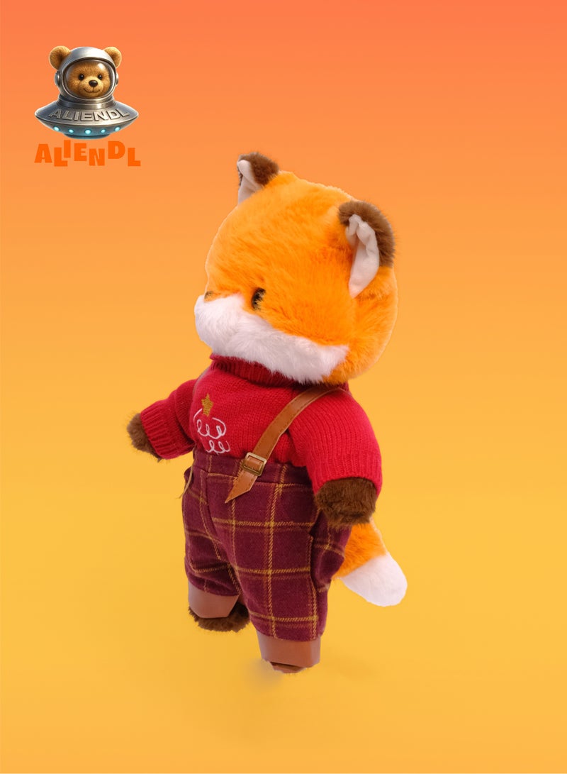 ALIENDL Witty Fox – Plush Fox Stuffed Animal Toy for Baby Kids, Soft Cute Fox Outfit Doll Gift Set with Removable Clothes & Pouch, Stylish Gift for Kids, Girls, Friends & Couples - Image 2