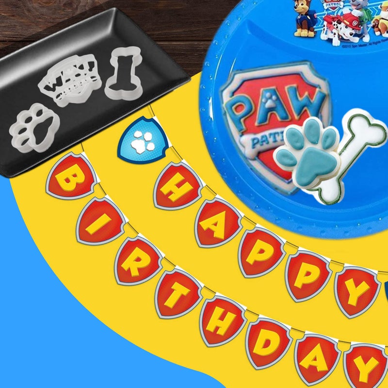 Heart's Treasure INSPIRED BY PAW PATROL COOKIE CUTTERS. Paw Patrol Childrenâ€™s Cartoon Characters Badge/Shield, Dog Bone and Puppy Paw Print 3D Printed Cookie Cutters (3 Pack) - Image 3
