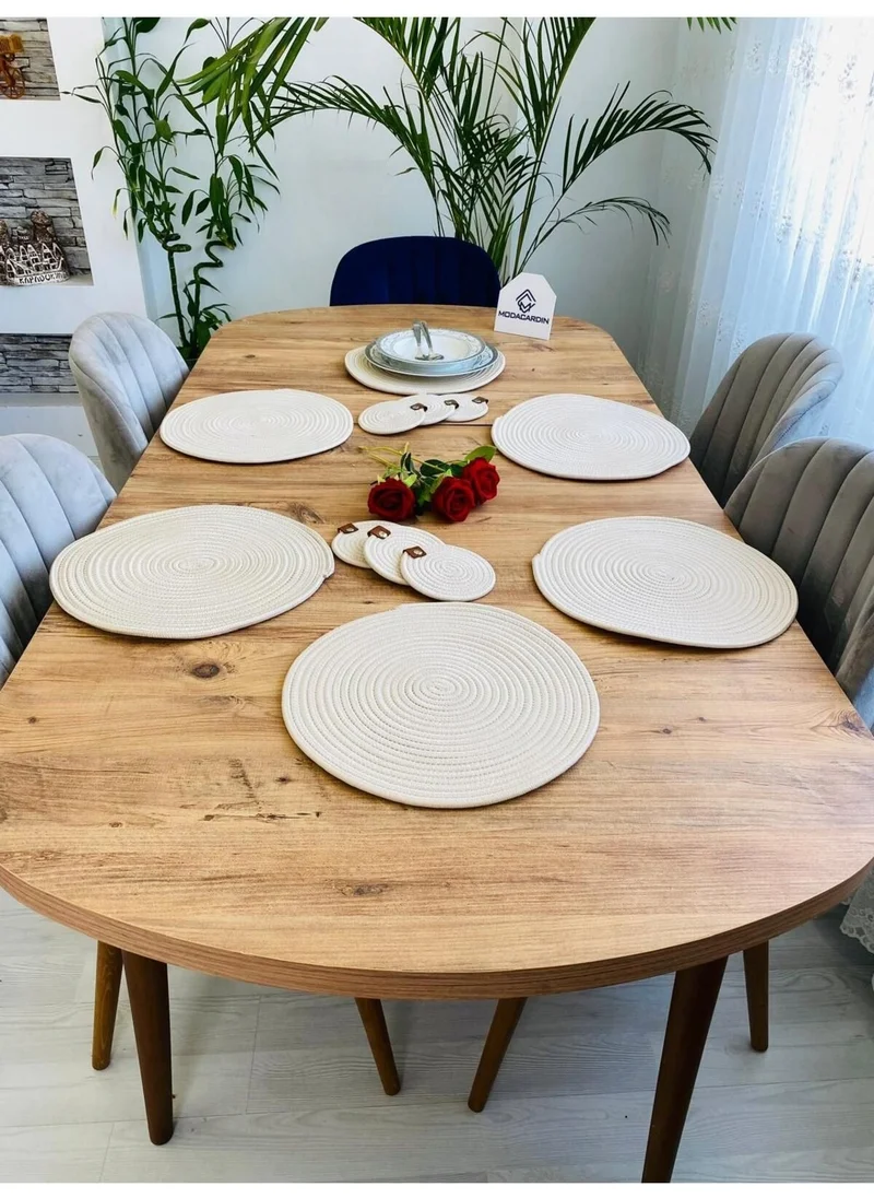 BDZ Deri BDZ Leather Jute Wicker American Service Plate and Coasters 12 Pieces