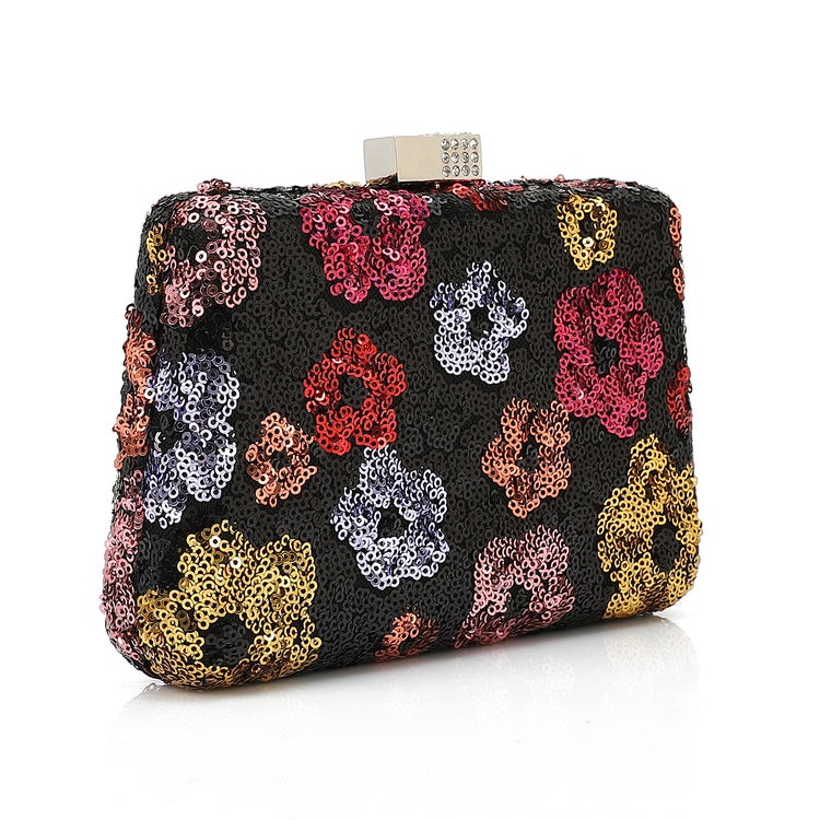 Mr.joe Mr Joe Black Floral Sequin Evening Clutch Bag -4158 - Image 3