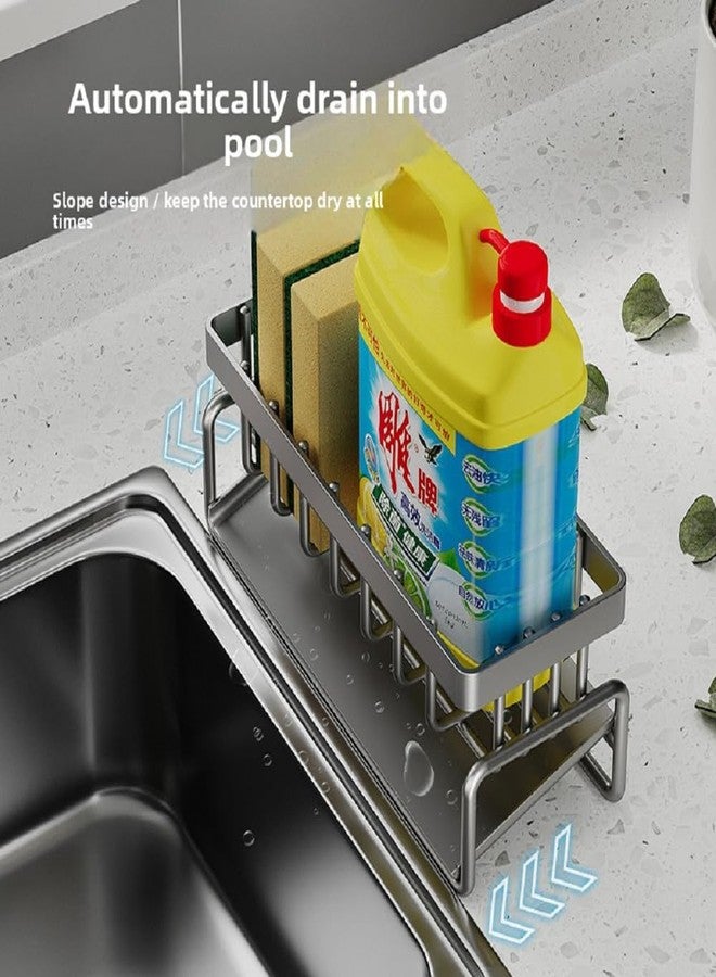 Daesyn Deal Kitchen Sink Sponge Holder with Soap & Brush Stand | Metal Sink Organizer Caddy for Dishwashing Accessories | Rust-Resistant Countertop & Sink Storage Rack (Black) - Image 5