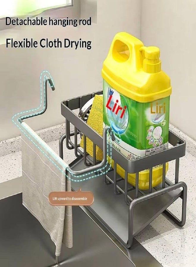Daesyn Deal Kitchen Sink Sponge Holder with Soap & Brush Stand | Metal Sink Organizer Caddy for Dishwashing Accessories | Rust-Resistant Countertop & Sink Storage Rack (Black) - Image 4