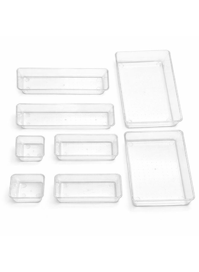 Fikriyah 8-Piece Clear Plastic Storage Box Set – Multi-Size Drawer & Cabinet Organizer Trays – Transparent BPA-Free Containers - Image 3