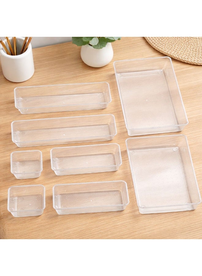 Fikriyah 8-Piece Clear Plastic Storage Box Set – Multi-Size Drawer & Cabinet Organizer Trays – Transparent BPA-Free Containers - Image 1