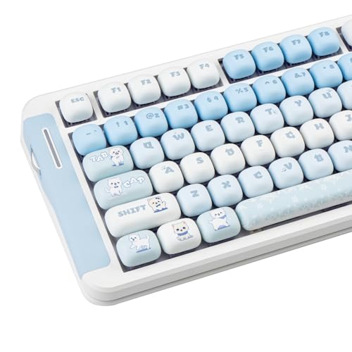 TIMSEKER Cute PBT Keycaps, Blue MOG Profile, 140 Keys, Novelty Round Keycap, Kawaii Custom Keycap for Gateron Cherry MX Switches Mechanical Keyboard - Image 1