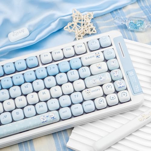 TIMSEKER Cute PBT Keycaps, Blue MOG Profile, 140 Keys, Novelty Round Keycap, Kawaii Custom Keycap for Gateron Cherry MX Switches Mechanical Keyboard - Image 4