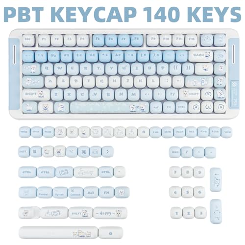 TIMSEKER Cute PBT Keycaps, Blue MOG Profile, 140 Keys, Novelty Round Keycap, Kawaii Custom Keycap for Gateron Cherry MX Switches Mechanical Keyboard - Image 2