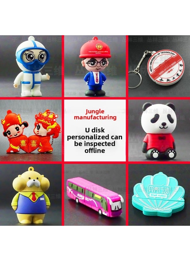 Generic - Custom Cartoon Gift USB Stereo Open Mold 32G Personality Design Doll PVC Soft Rubber DIY Creative High Speed U Disk-Color:Thousands Of Cases Open Mold Production-Capacity:128GB - Image 1