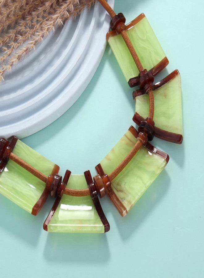 بوكار قلادة بوكار للنساء، قلادة ضخمة مميزة، قلادة طوق، قلادات مبتكرة، مجوهرات هدايا للنساء (NK-10704-أخضر) - Image 5