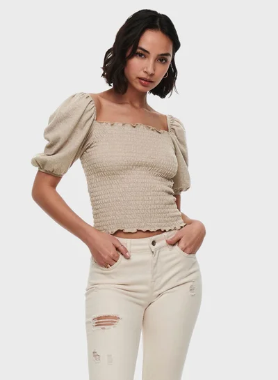 ONLY Square Neck Puff Sleeve Top