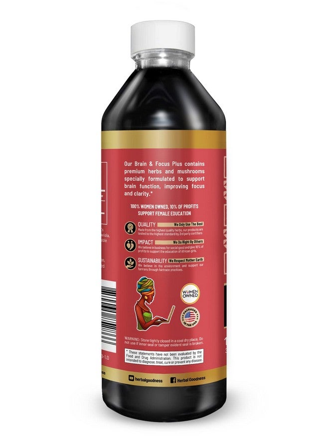 Herbal Goodness Brain and Focus - Nootropic Brain Supplement, Immune System Booster, Brain Health - Gingko, Graviola, Lion's Mane - Non-GMO, Natural - 12oz - 23 Servings - Image 2