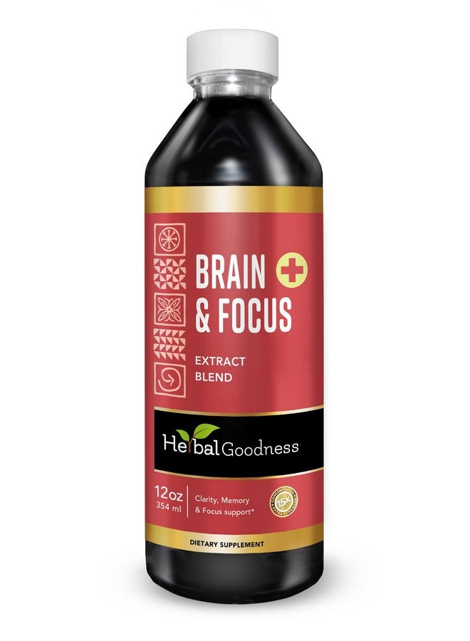 Herbal Goodness Brain and Focus - Nootropic Brain Supplement, Immune System Booster, Brain Health - Gingko, Graviola, Lion's Mane - Non-GMO, Natural - 12oz - 23 Servings - Image 1