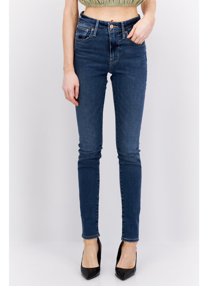 Levi's - Women Skinny Fit Washed Stretch High Rise Jeans, Navy - Image 1