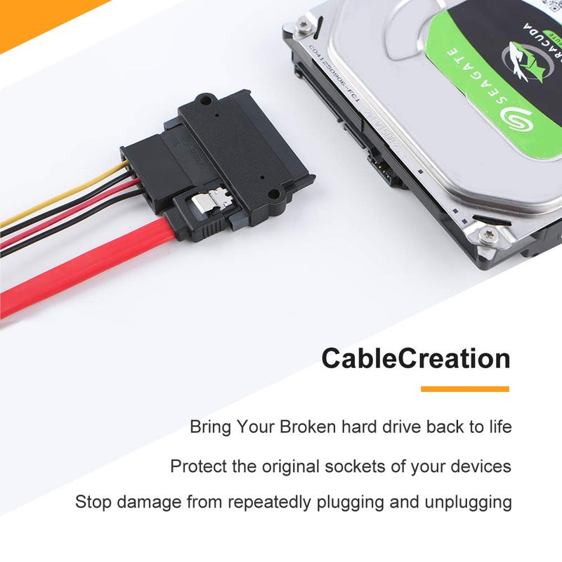 CableCreation 2-Pack SATA 22Pin (7+15 Pin) Male to SATA 22 Pin (7+15Pin) Female Adapter Converter, SATA Male to Female Adapter - Image 4