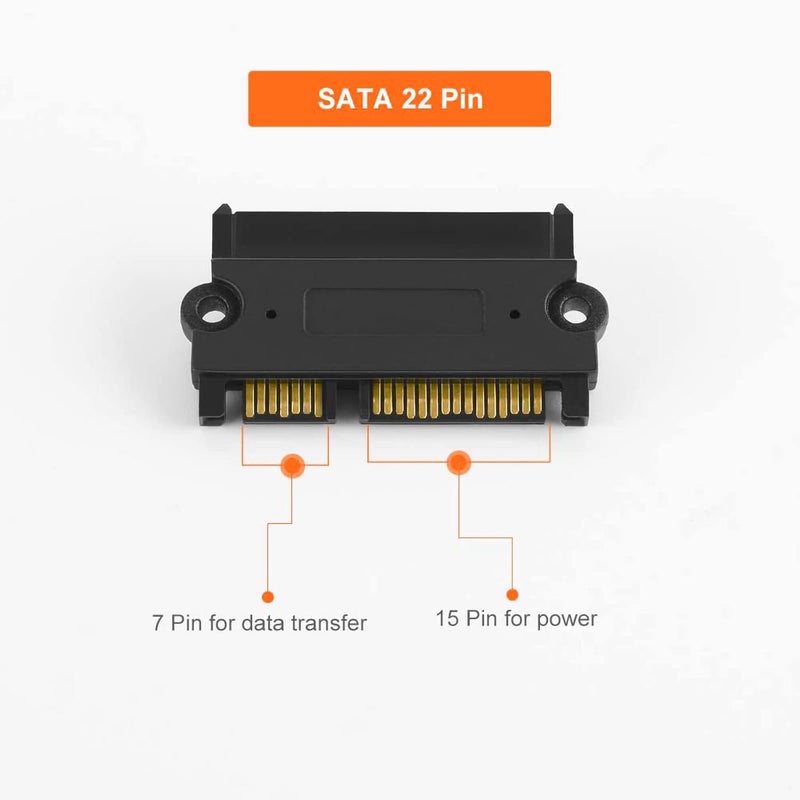 CableCreation 2-Pack SATA 22Pin (7+15 Pin) Male to SATA 22 Pin (7+15Pin) Female Adapter Converter, SATA Male to Female Adapter - Image 3