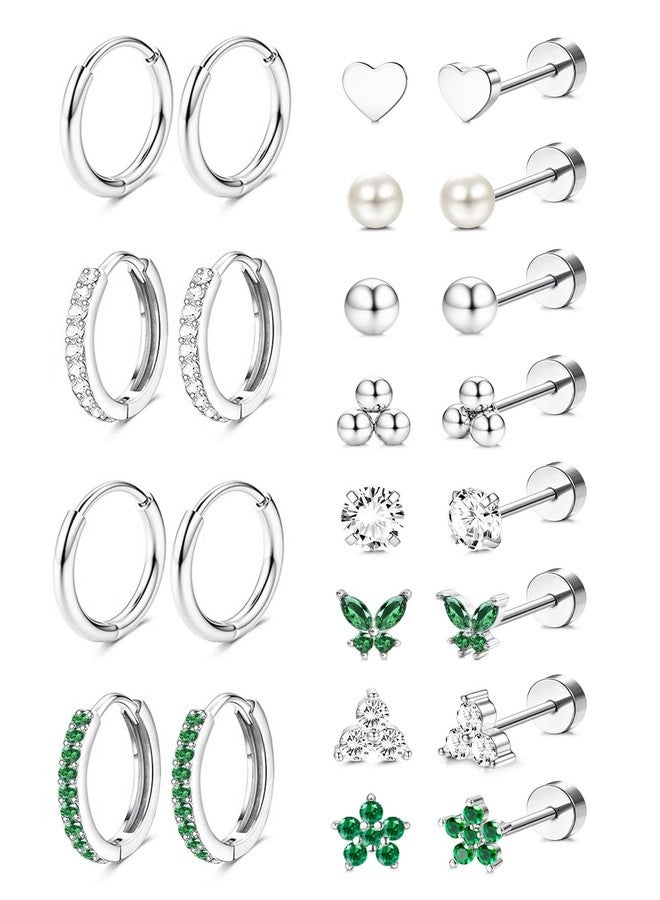 Jstyle Hypoallergenic 14K Gold Plated Stud Hoop Earrings for Women Men Surgical Stainless Steel Flat Back Earrings Small Huggie Hoops Cartilage Earring Set for Multiple Piercing Jewelry Gift for Women - Image 1