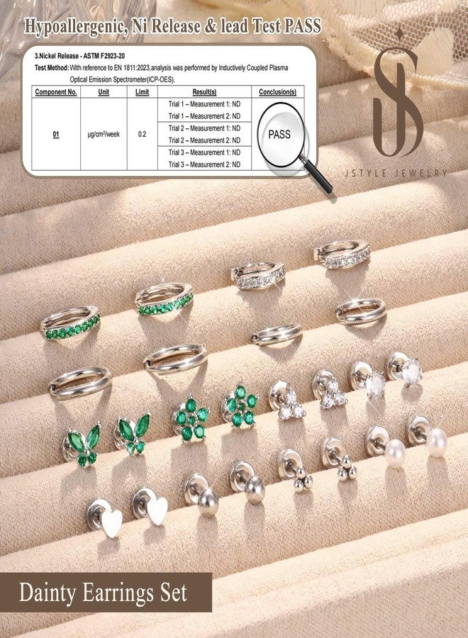 Jstyle Hypoallergenic 14K Gold Plated Stud Hoop Earrings for Women Men Surgical Stainless Steel Flat Back Earrings Small Huggie Hoops Cartilage Earring Set for Multiple Piercing Jewelry Gift for Women - Image 3