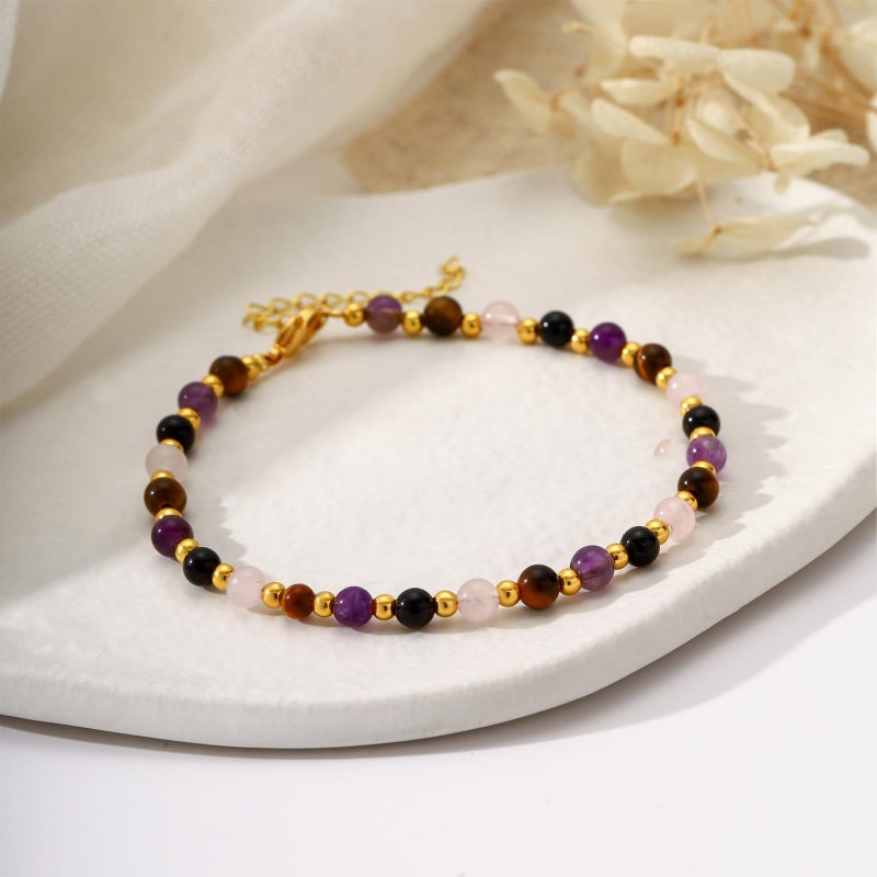 Kenailw Anxiety Relief Items Bracelet for Women, Amethyst Depression Stress Relief Anti Anxiety Gifts Spiritual Jewelry Natural Healing Crystals for Calm & Balance - Image 4