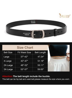 Women Leather Plus Size Belt Black Casual Waist Belt For Jeans Pants With Metal Pin Buckle(Ablack.Fit Waist Size 53''57'') - pzsku/Z11D6B2FFF1AE469B24BFZ/45/_/1718267920/b38acd6d-e2f7-4b36-b974-34060340e180