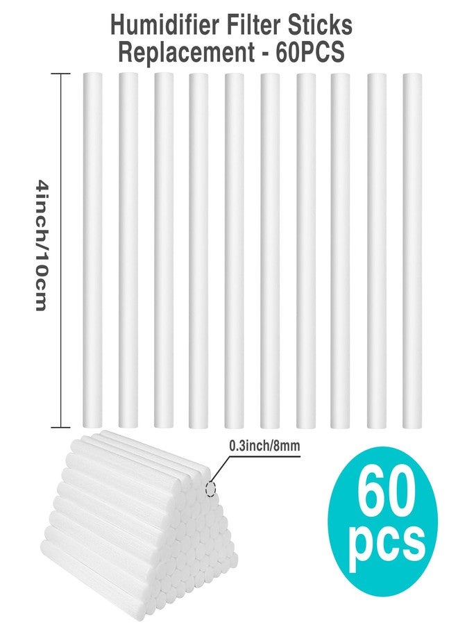 FEUNLEM Cotton Humidifier Filter Sticks (60PCS) - 0.3" Universal Fits Mini Diffusers, Rapid Absorption Replacement Wicks for Cool Mist USB Humidifiers in Home, Bedroom, Office (White, 0.3"×4") - Image 2