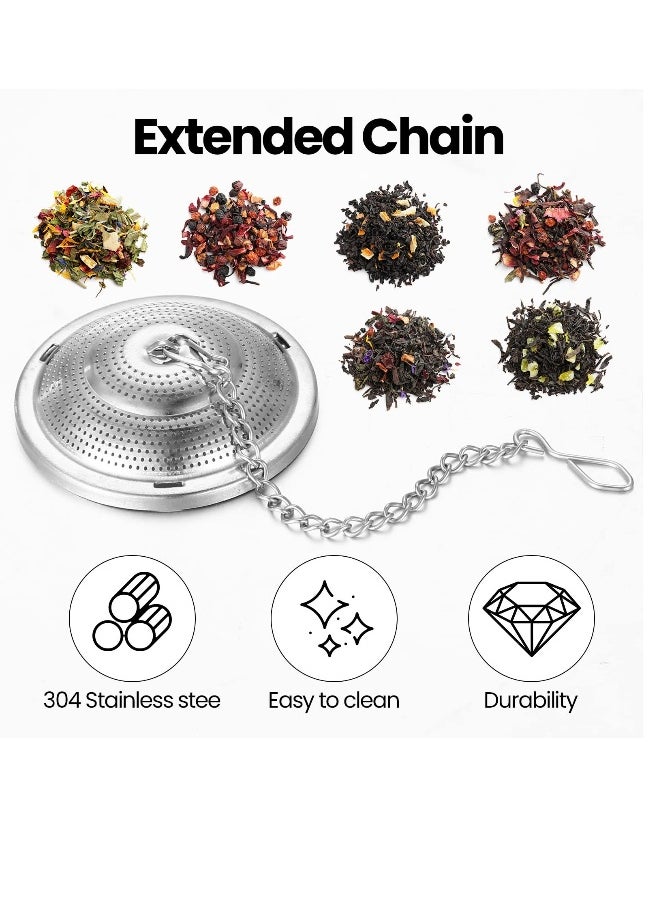 Stainless Steel Tea Infuser Set of 9 with Extended Chain and Saucer for Loose Leaf Brewing Ideal for Cups Mugs and Bottles