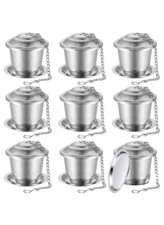Stainless Steel Tea Infuser Set of 9 with Extended Chain and Saucer for Loose Leaf Brewing Ideal for Cups Mugs and Bottles - pzsku/Z11D6B6C890AA673AC377Z/45/1746810186/bbf30dd1-29ef-4b6b-b7e6-b99be312c07e