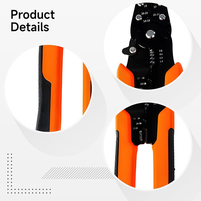 & Black 7.5 In Industrial Wire Crimper And Cutter, Multi-Function Cable Crimper Tool, Built-In Cutter, Carbon Steel - Image 4