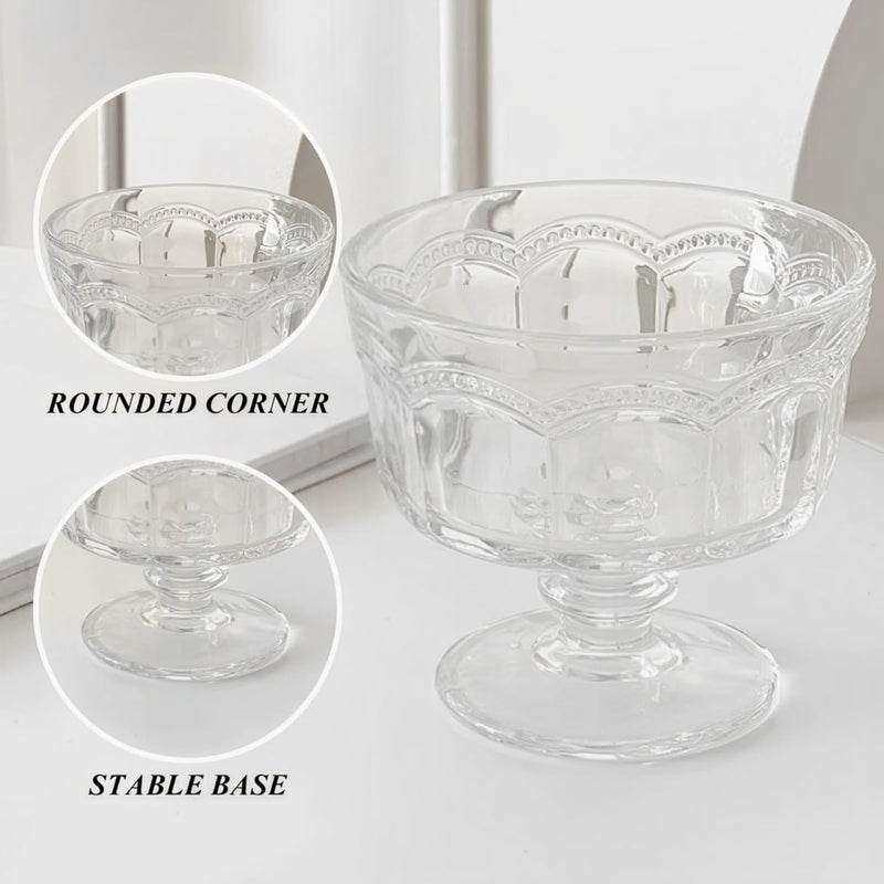 Boxonly Clear HighStem Ice Cream Cups Set of 2  Handmade Glassware for Ice Cream Yogurt and Desserts - Image 3